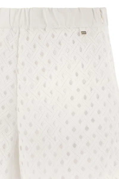 Herno Perforated Shorts With Geometric Shapes In White