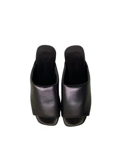 La Rose Nappa Leather Slides In Black