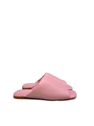 La Rose Nappa Leather Slides In Pink