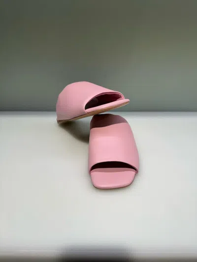 La Rose Nappa Leather Slides In Pink