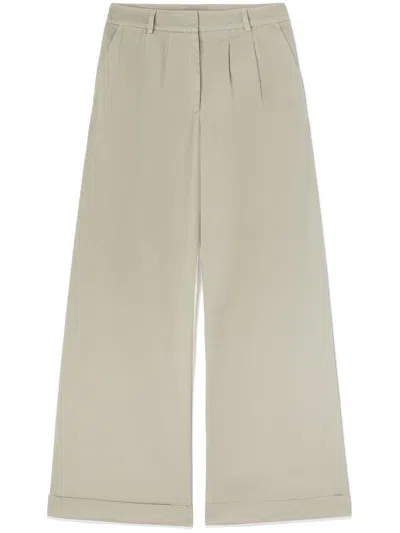 Palm Angels Gb Label Wide-leg Trousers In Neutral