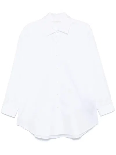 Palm Angels Monogram Embroidered Loose Shirt In White Off White