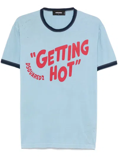 Dsquared2 Crew Neck Getting Hot T-shirt With Constrasting Edges In Blue