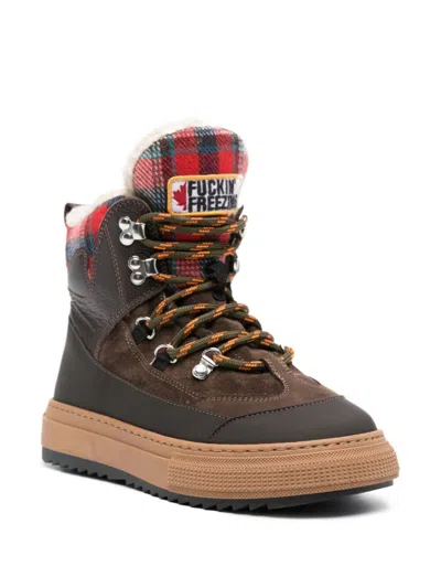 Dsquared2 High Top Lace-up Boots In Brown
