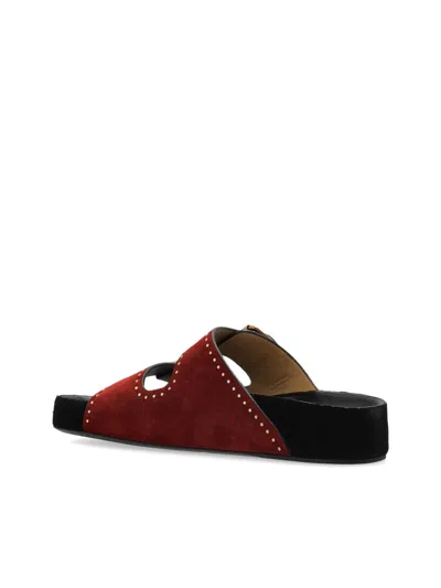 Isabel Marant Lennyo Suede Buckle Sandals In Red