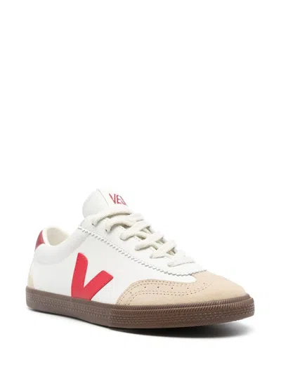 Veja Volley Panelled Leather Sneakers In White