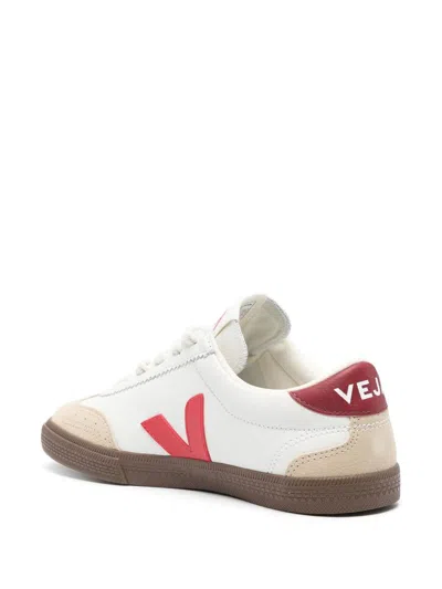 Veja Volley Panelled Leather Sneakers In White