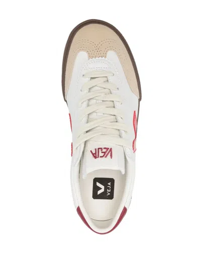 Veja Volley Panelled Leather Sneakers In White
