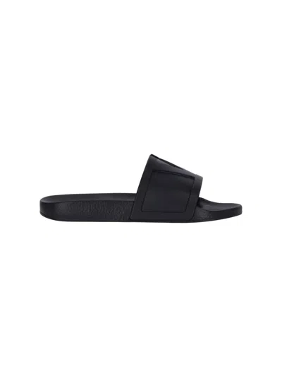 Valentino Garavani Viva Superstar Rubber Slippers Flat Sole In Black