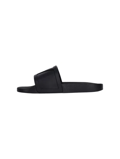 Valentino Garavani Viva Superstar Rubber Slippers Flat Sole In Black