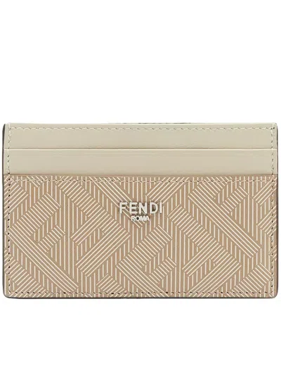 Fendi Men Nude Leather Wallet In Neutral