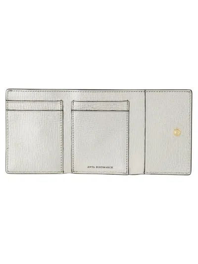 Anya Hindmarch Trifold Mini "eyes" Wallet In Silver