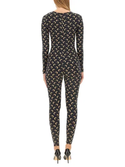 Marine Serre Regenerated All Over Moon Jersey Catsuit Clothing In Black
