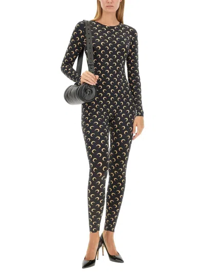 Marine Serre Regenerated All Over Moon Jersey Catsuit Clothing In Black