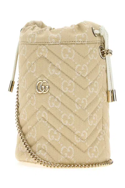 Gucci Small Marmont Bucket Bag With Chain Strap In Neutral