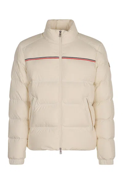 Moncler Short Down Jacket High Collar In Neutral
