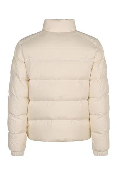 Moncler Short Down Jacket High Collar In Neutral