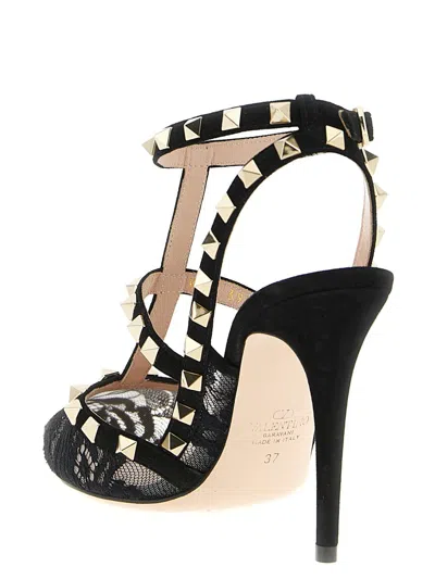 Valentino Garavani Valentino Rockstud 100 Lace And Suede Pumps In Black