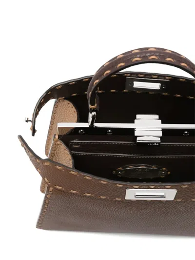 Fendi Women Brown Leather Handbag In Brown