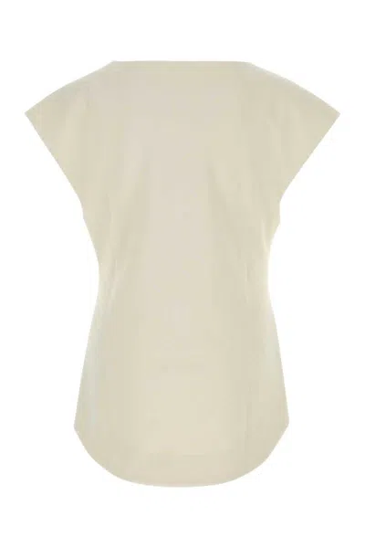 Entire Studios Sand Stretch Polyester Blend Deep Vee Tank Top In Beige O Tan