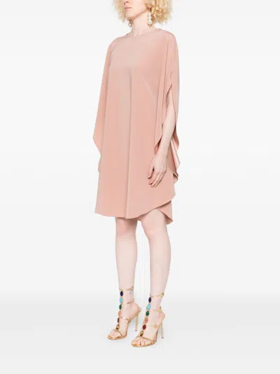Gianluca Capannolo Crew-neck Split-sleeve Midi Dress In Pink