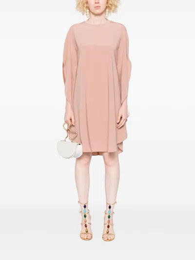 Gianluca Capannolo Crew-neck Split-sleeve Midi Dress In Pink