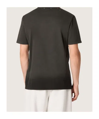 Golden Goose Vintage-effect Anthracite T-shirt With Perforated Heart Men In Gray
