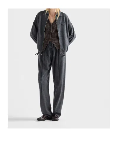 Prada Wool And Cashmere Pants In Gray