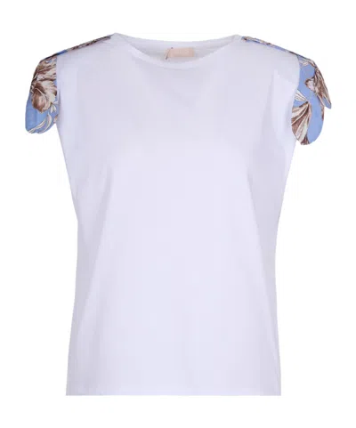Liu •jo T-shirt Bianca Con Inserti Floreali In White