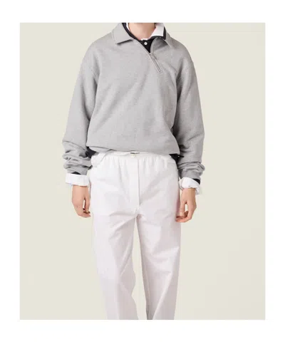 Miu Miu Zippered Cotton Fleece Jacket In Silver