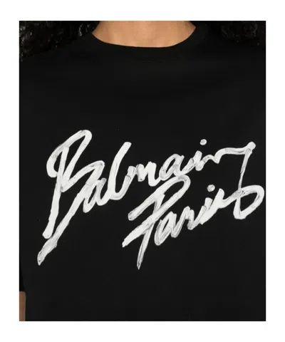 Balmain Women Brush Print Boxy Cropped T-shirt In Multi