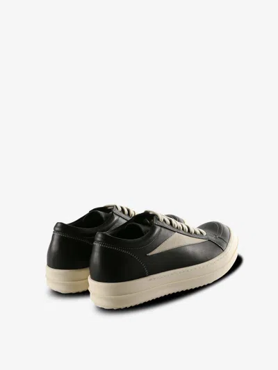 Rick Owens Women Black Low Top Sneakers With Contrasting Stitching In Leather Woman In Multi
