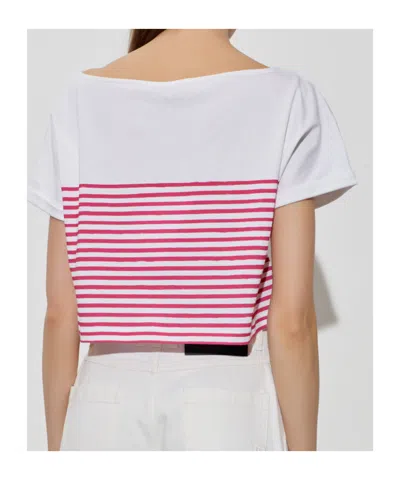 Balmain Mariniere Cropped T-shirt In Pink