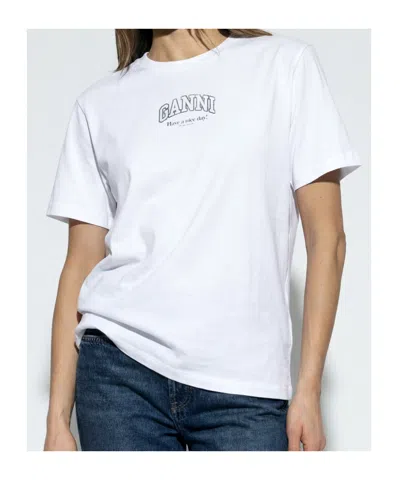 Ganni Essential Basic T-shirt In White