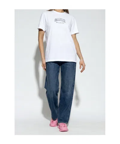 Ganni Essential Basic T-shirt In White