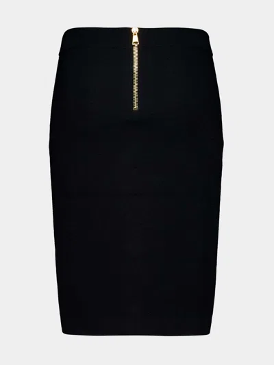 Balmain Button Zip Midi Skirt In Black