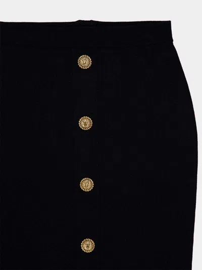Balmain Button Zip Midi Skirt In Black