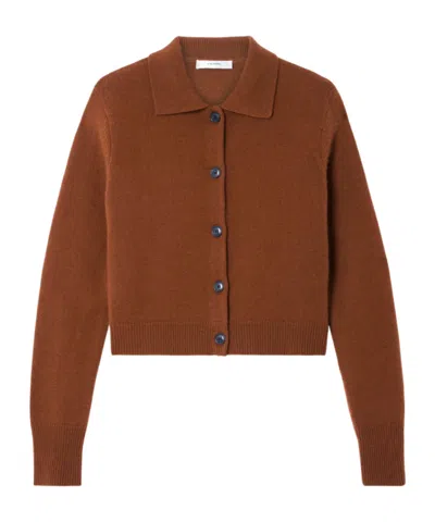 Frame Long Sleeve Cardigan In Burgundy