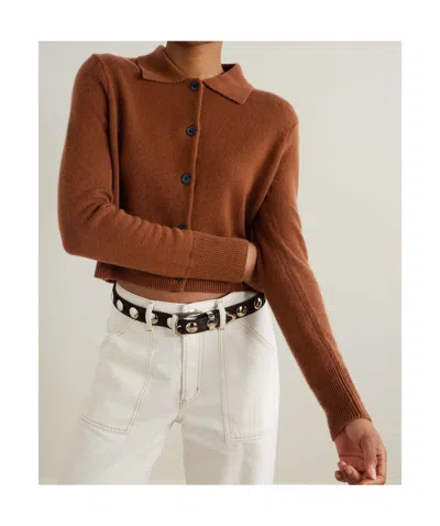 Frame Long Sleeve Cardigan In Burgundy