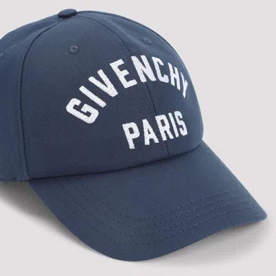 Givenchy Men Baseball Cap With Embroidered Logo In Blue