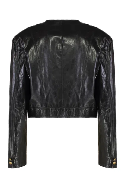 Halfboy Buttonned Leather Jacket In Black