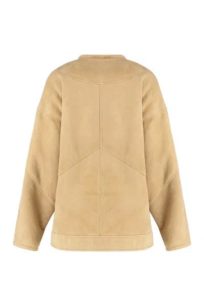 Halfboy Button Sheepskin Jacket In Brown