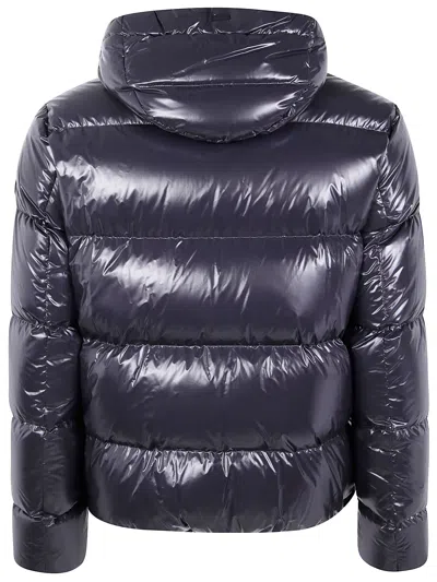 Herno Blue High-gloss Bomber Jacket In Brown
