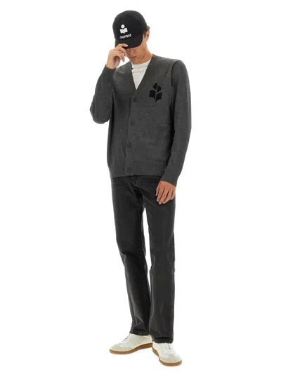 Isabel Marant Logo-intarsia Cardigan In Gray