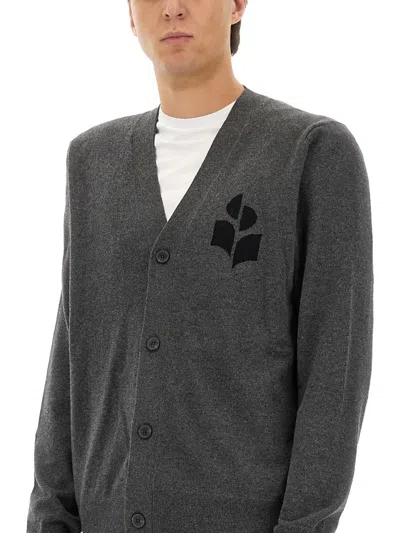 Isabel Marant Logo-intarsia Cardigan In Gray