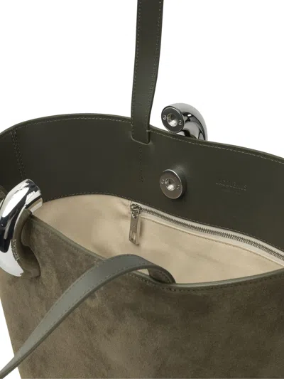 Jacquemus Dual Handle Suede Shoulder Bag In Green