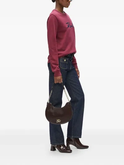 Karl Lagerfeld Moonbag Naplack In Brown