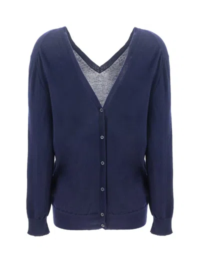 Prada Blue Cashmere Cardigan In Blue