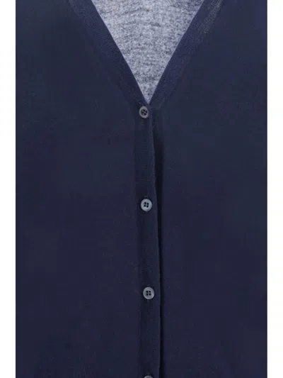 Prada Blue Cashmere Cardigan In Blue