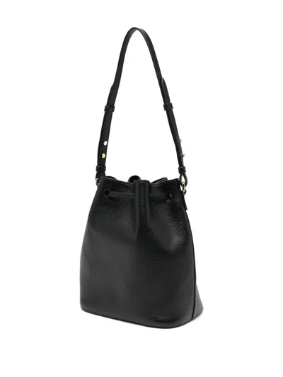Bally Leather Drawstring Bucket Bag In Black